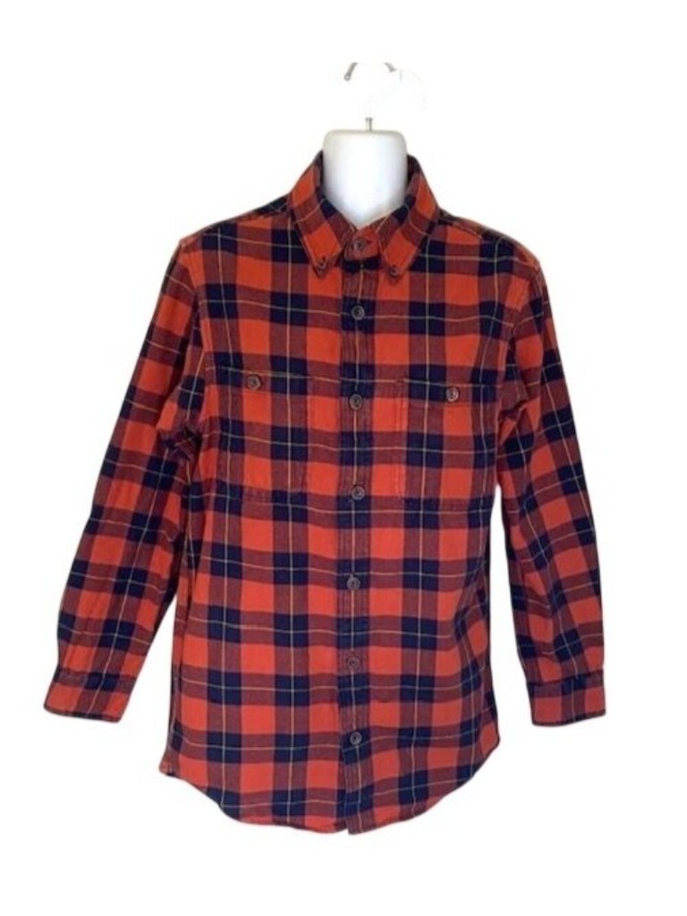 Plaid Flannel Duluth Trading Free Swingin' Shirt S Orange Navy Plaid Trim Fit